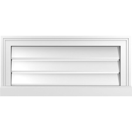 Ekena Millwork Vertical Surface Mount PVC Gable Vent: Functional, w/ 2"W x 2"P Brickmould Sill Frame, 26"W x 12"H GVPVE26X1203SF